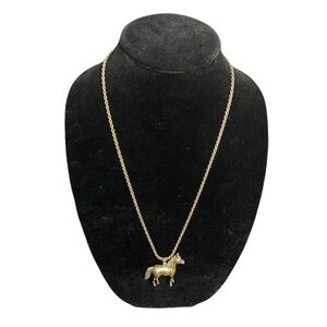 VTG Sterling Silver 925 Italy Three Dimensional Horse Pendant Necklace 13"